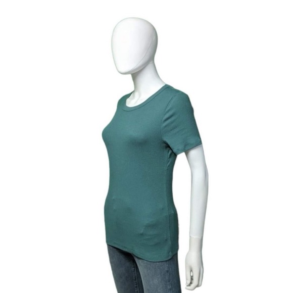 A New Day Ribbed Teal  Short Sleeve Tee, M - Picture 6 of 9